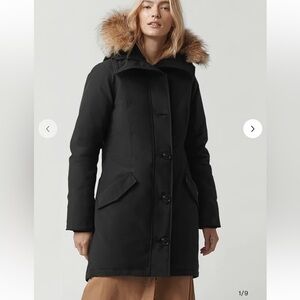 Canada Goose Rossclair Parka Heritage Women’s Sz Small Black Coat Fur Hood Trim